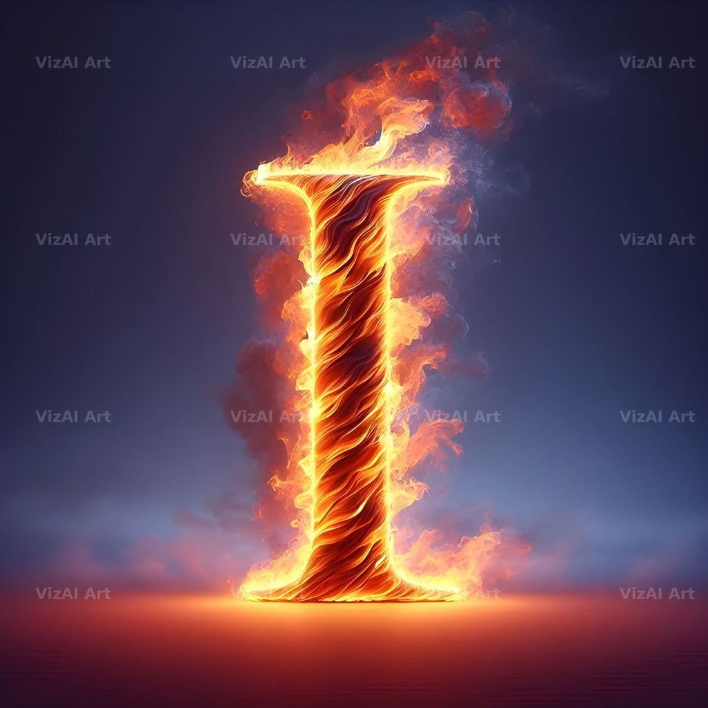 Blazing Flame alphabet letter I