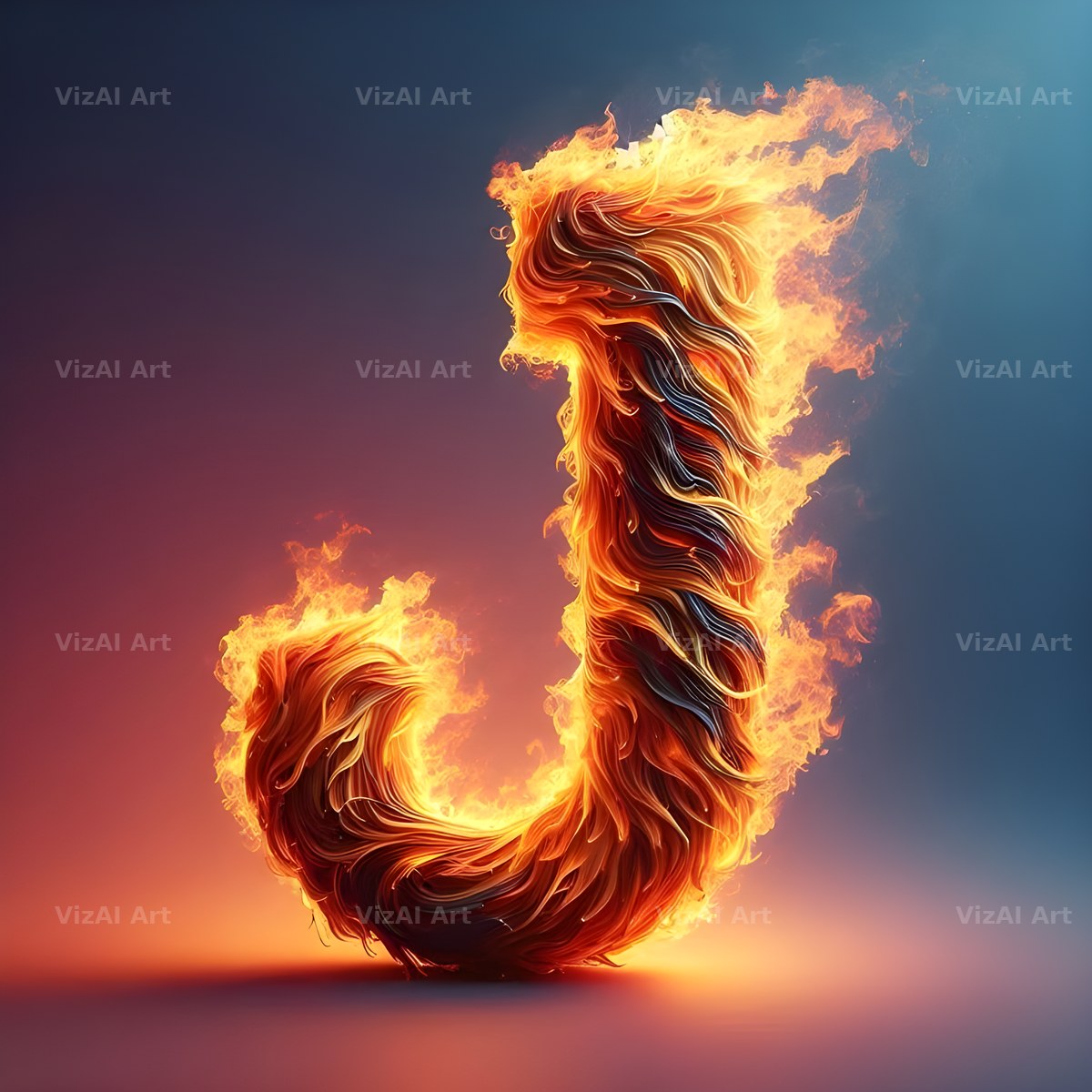 Blazing Flame alphabet letter J