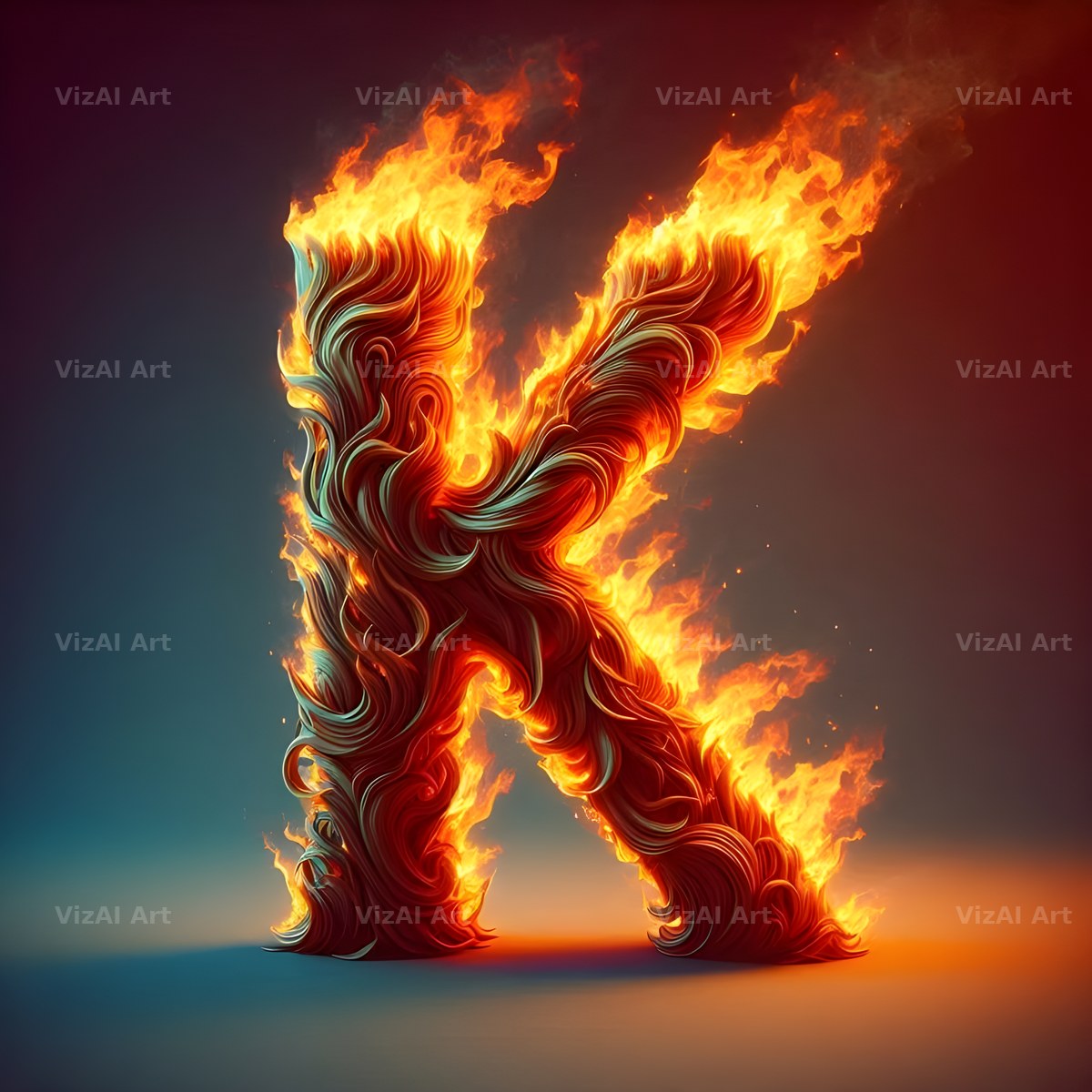 Blazing Flame alphabet letter K