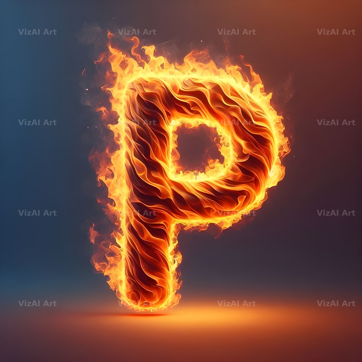 Blazing Flame alphabet letter P