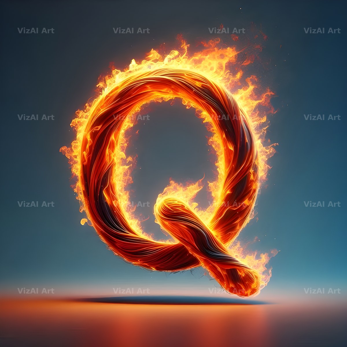 Blazing Flame alphabet letter Q