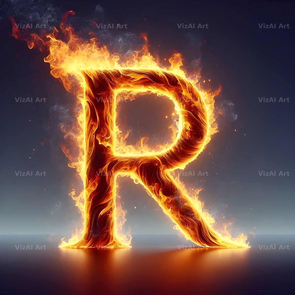 Blazing Flame alphabet letter R