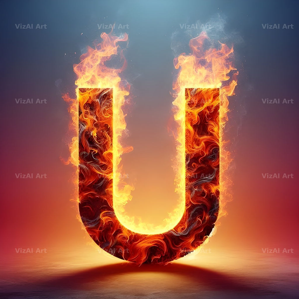 Blazing Flame alphabet letter U