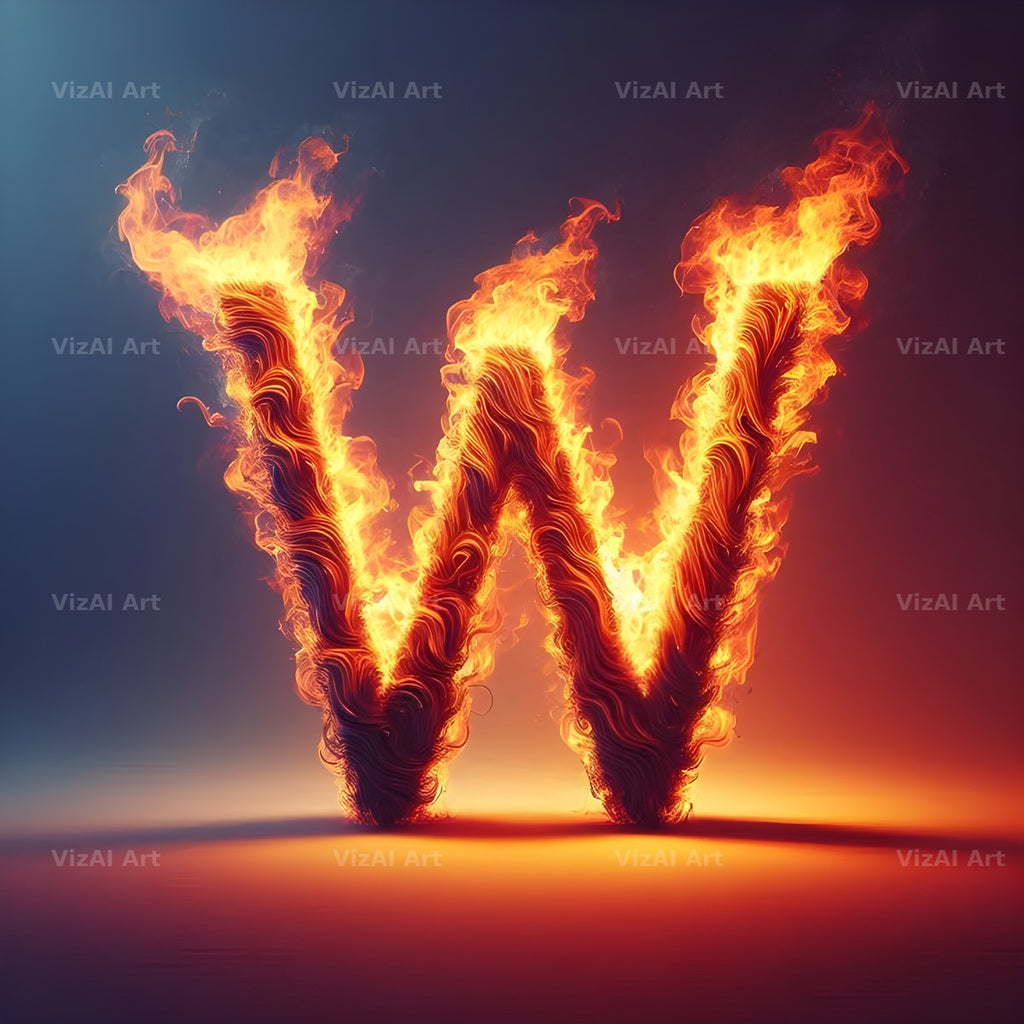Blazing Flame alphabet letter W