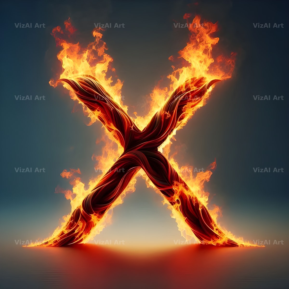 Blazing Flame alphabet letter X
