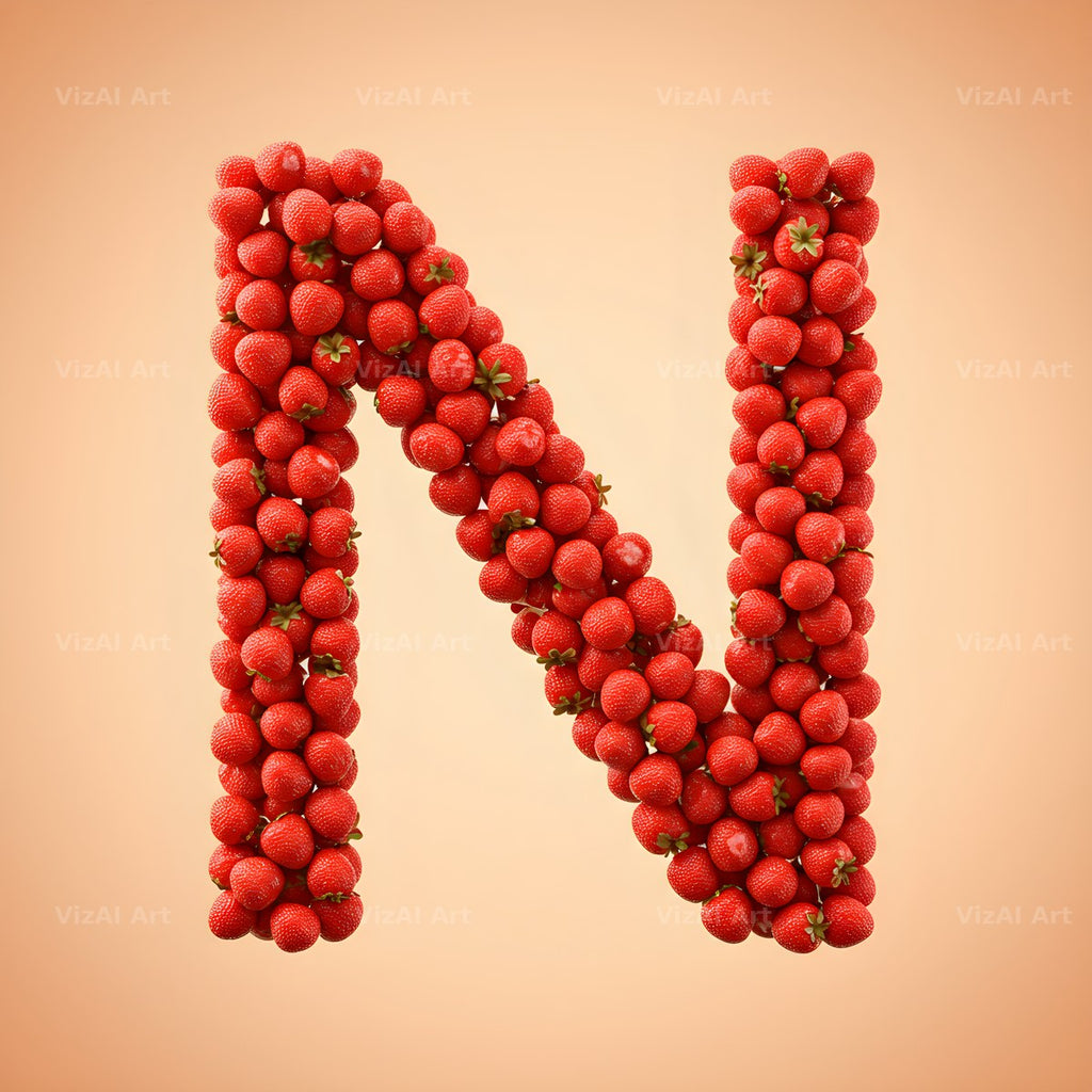 Strawberry Berry Heap alphabet letter N