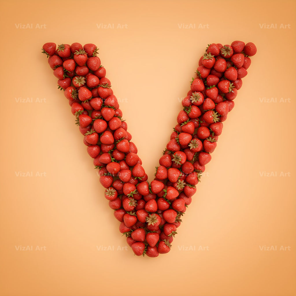 Strawberry Berry Heap alphabet letter V
