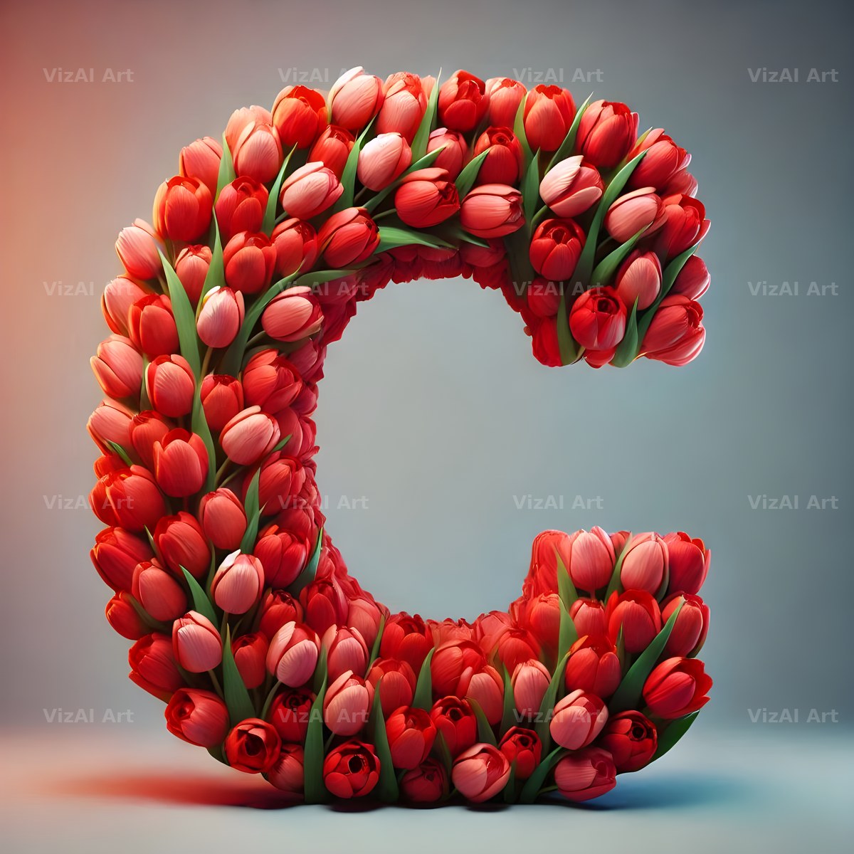 Scarlet Tulip Bloom alphabet letter C
