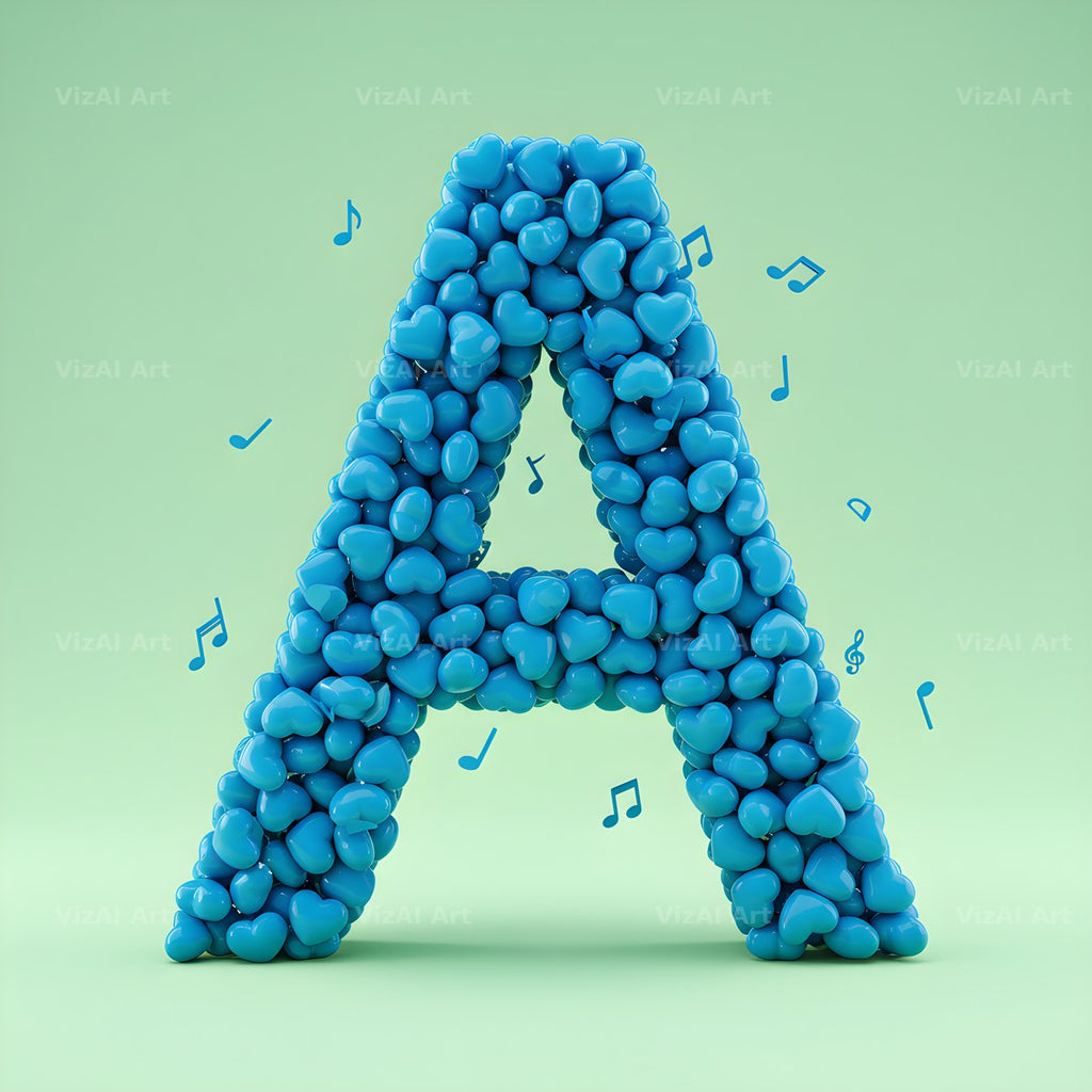 Blue Heart Drift alphabet letter A