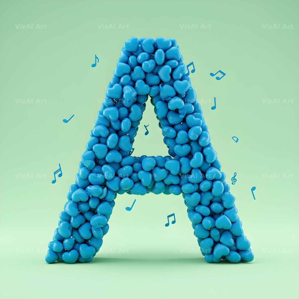 Blue Heart Drift alphabet letter A