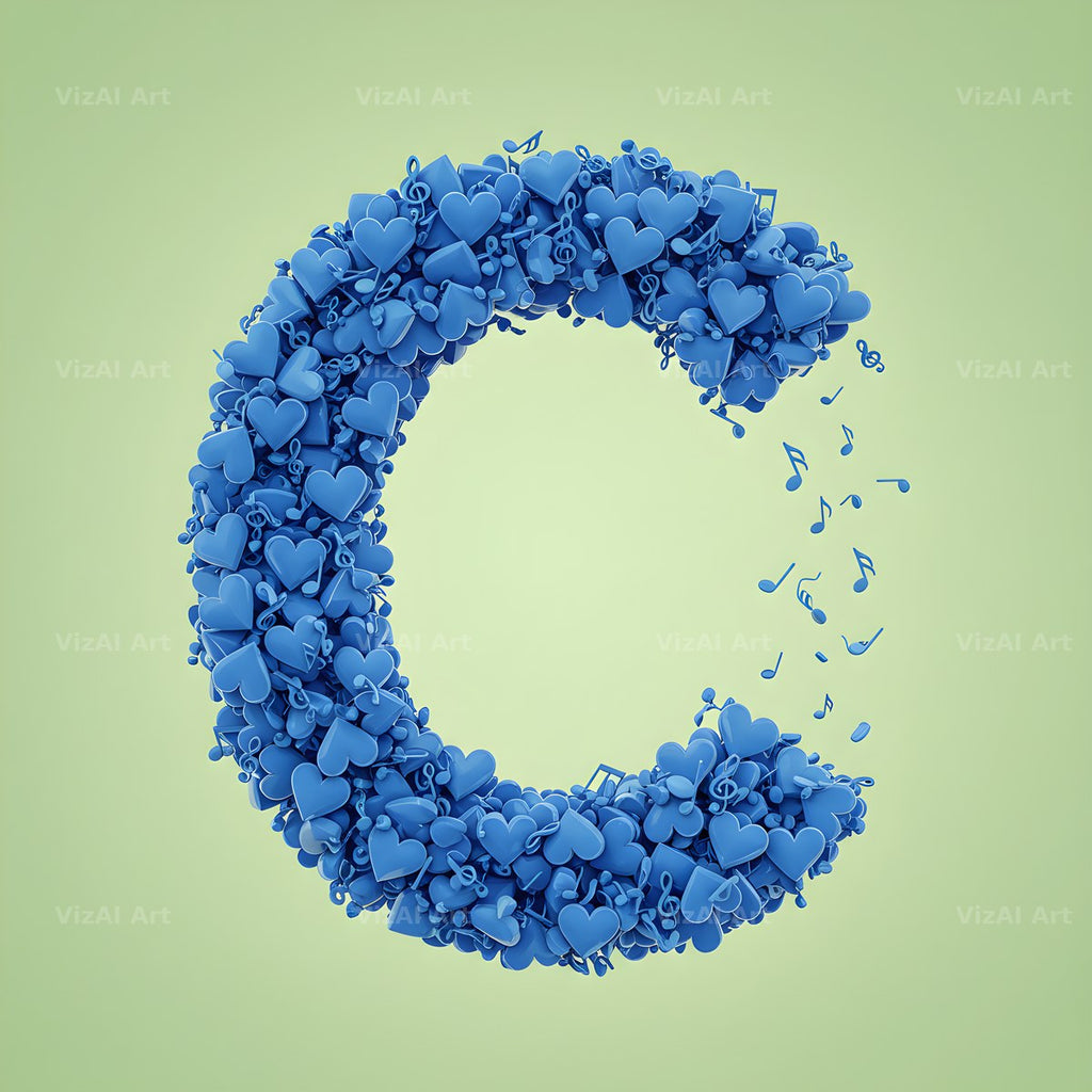Blue Heart Drift alphabet letter C