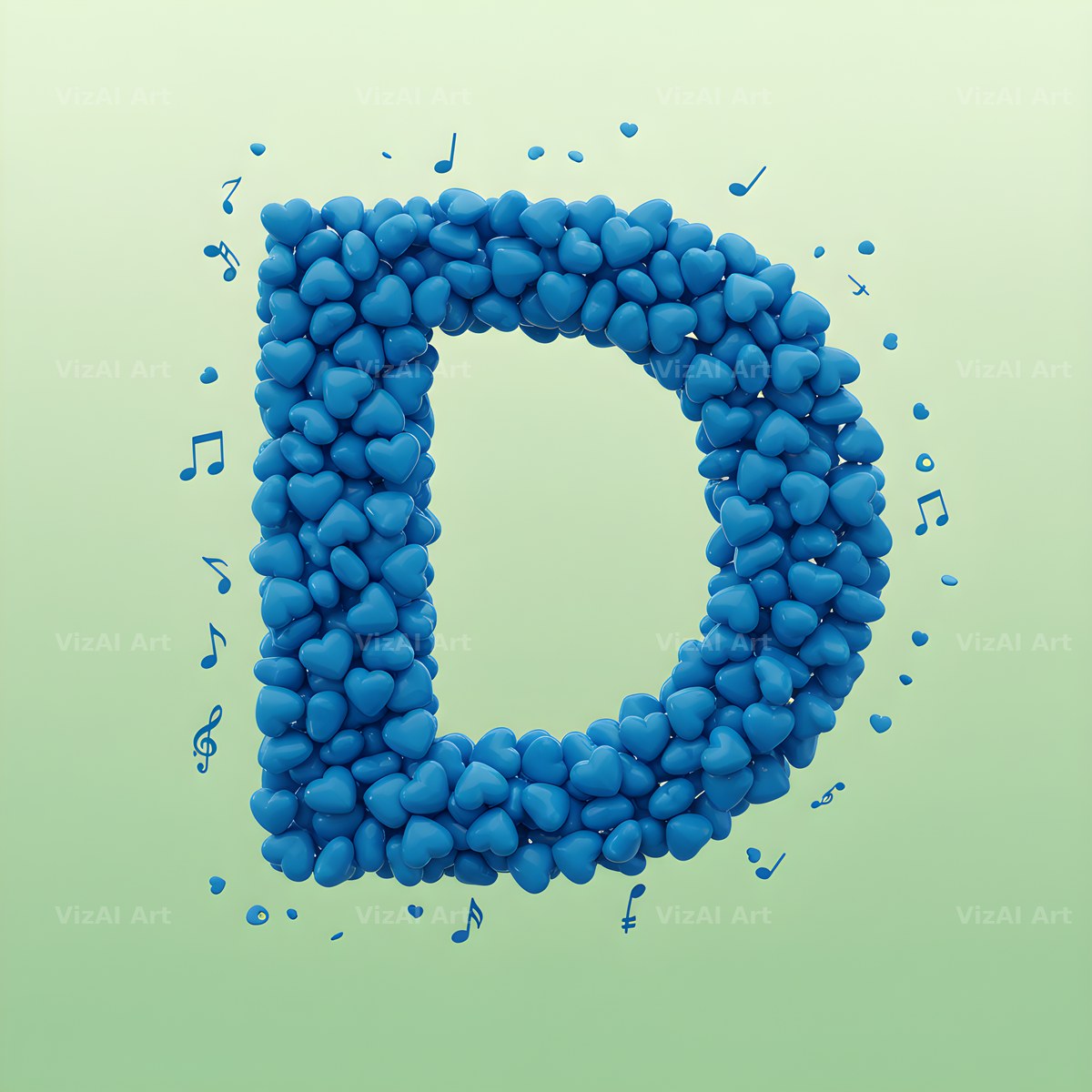 Blue Heart Drift alphabet letter D
