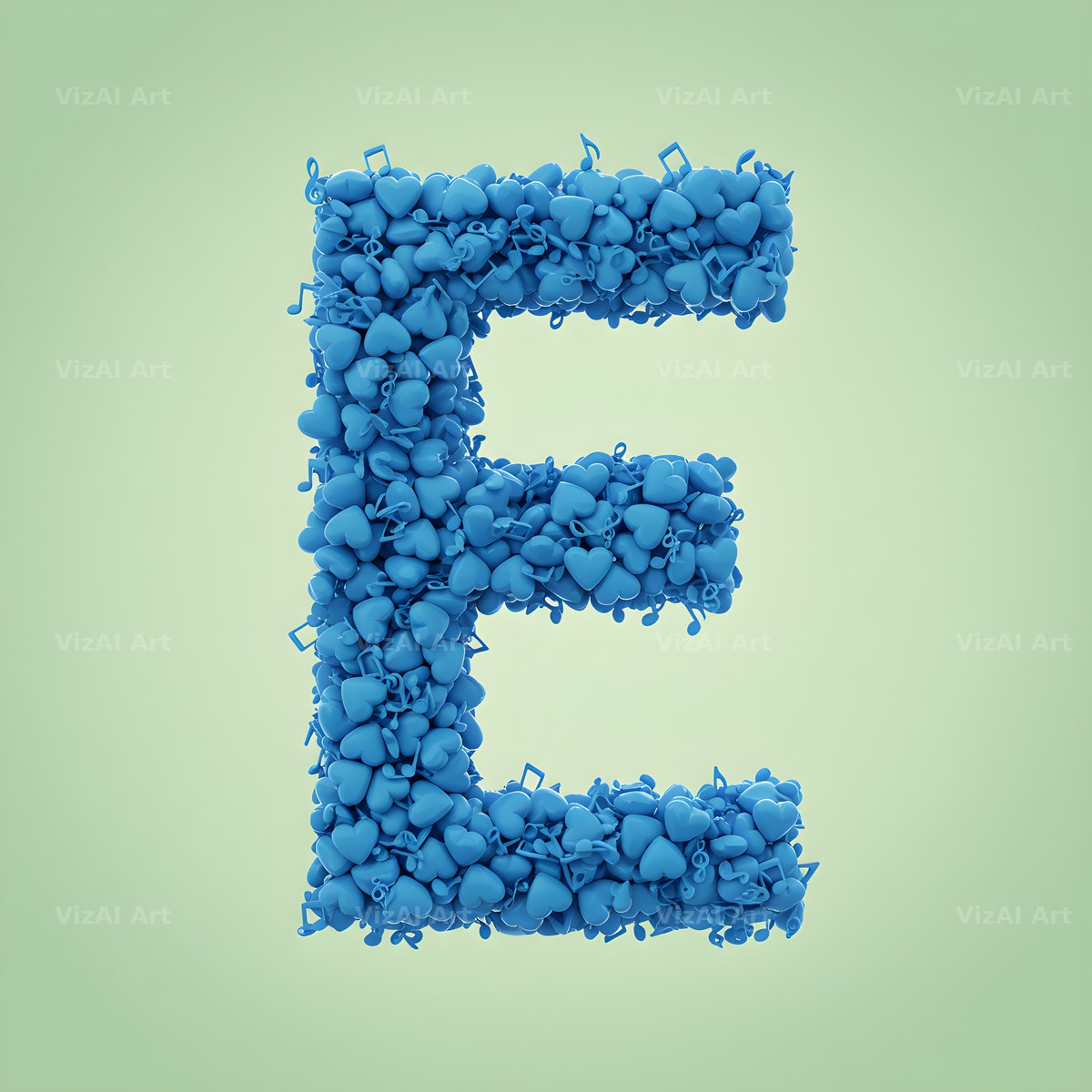 Blue Heart Drift alphabet letter E