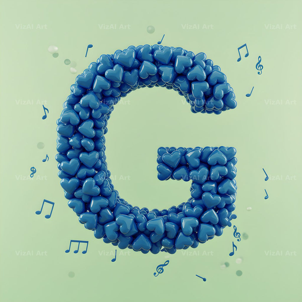 Blue Heart Drift alphabet letter G