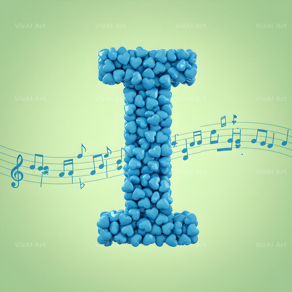 Blue Heart Drift alphabet letter I