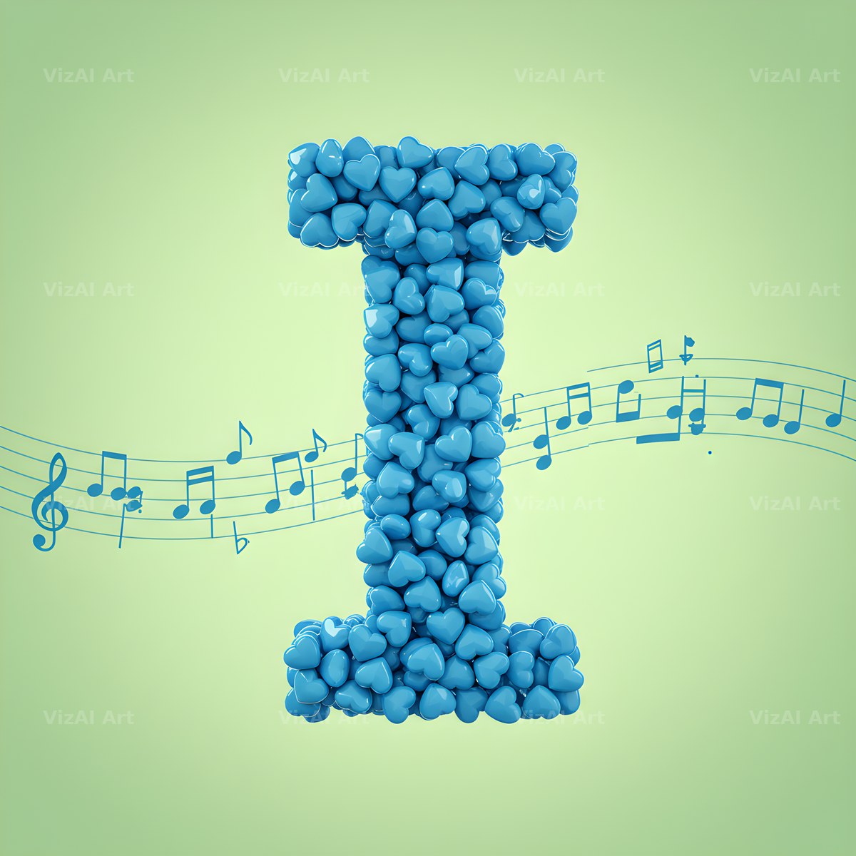 Blue Heart Drift alphabet letter I
