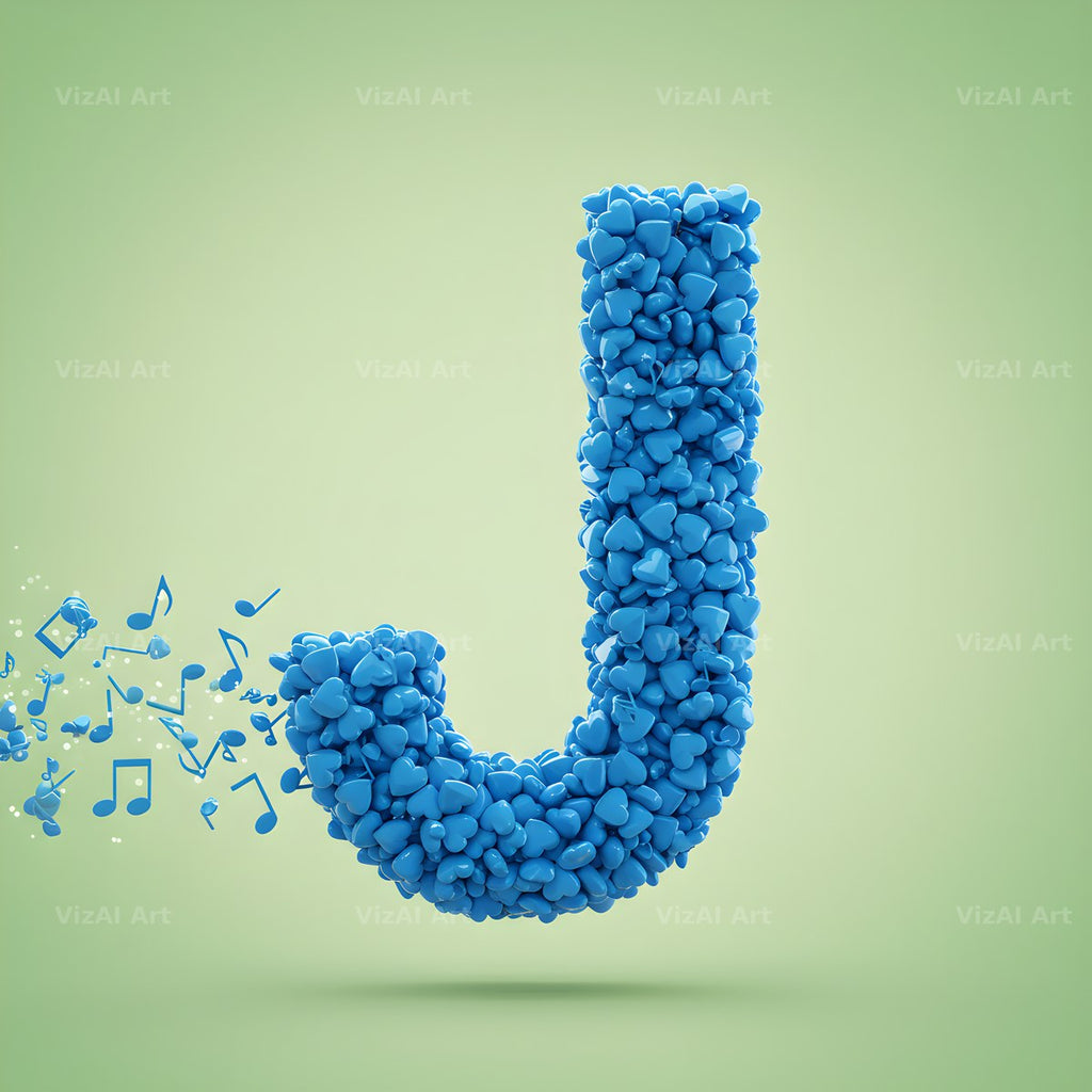 Blue Heart Drift alphabet letter J