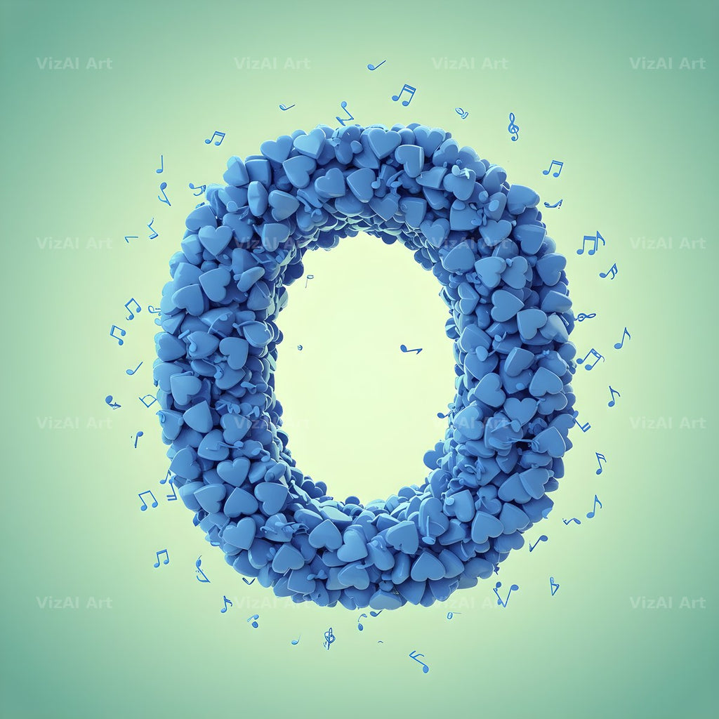Blue Heart Drift alphabet letter O
