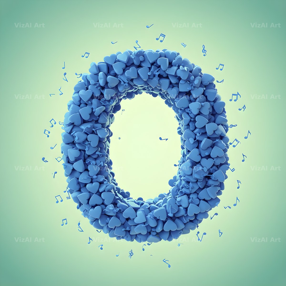 Blue Heart Drift alphabet letter O