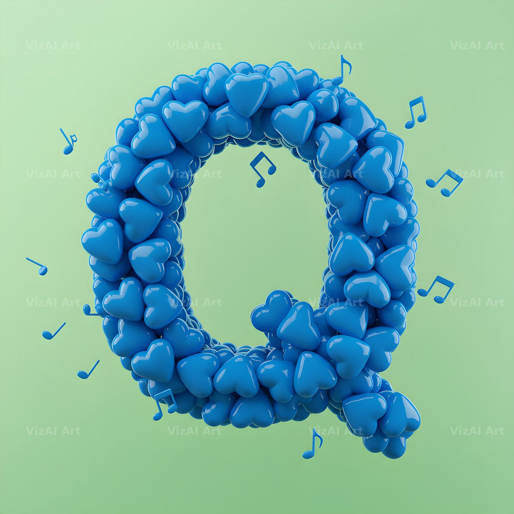 Blue Heart Drift alphabet letter Q