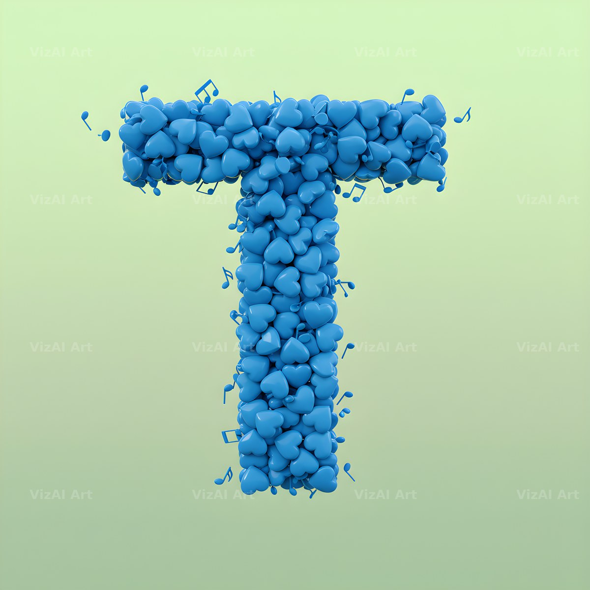 Blue Heart Drift alphabet letter T