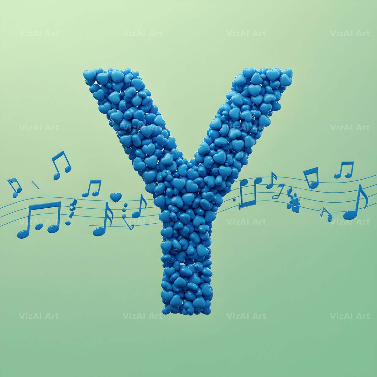 Blue Heart Drift alphabet letter Y
