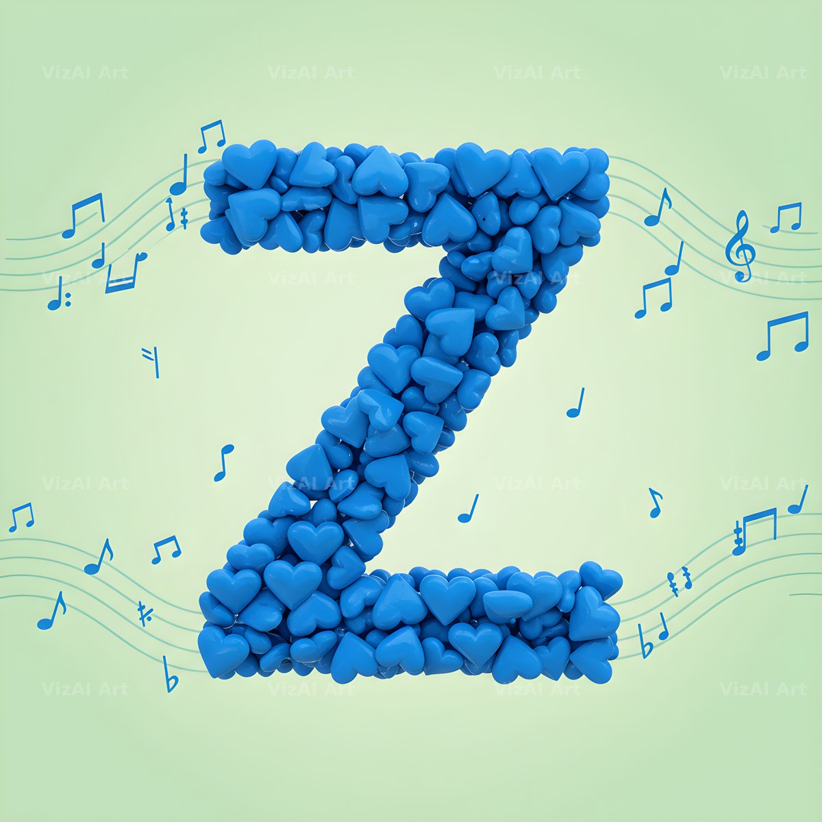 Blue Heart Drift alphabet letter Z