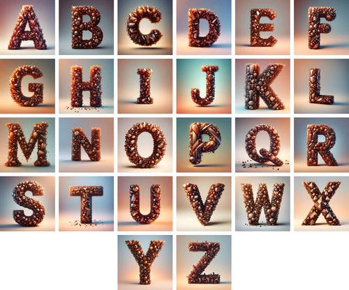 Amber Crystal Bead alphabet — all 26 letters