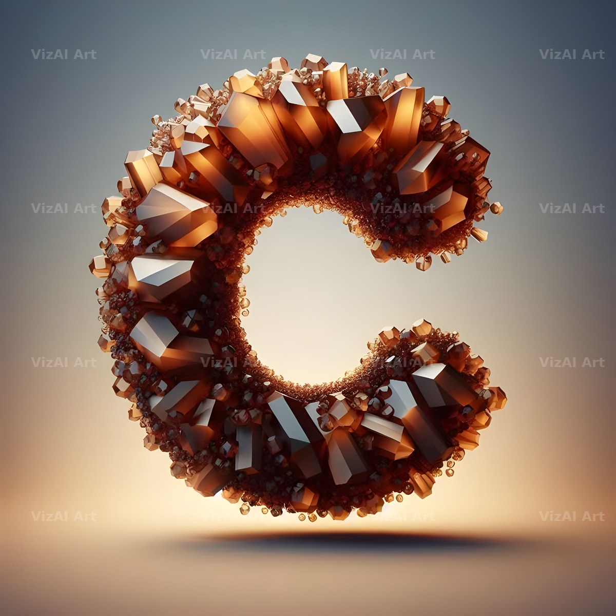 Amber Crystal Bead alphabet letter C