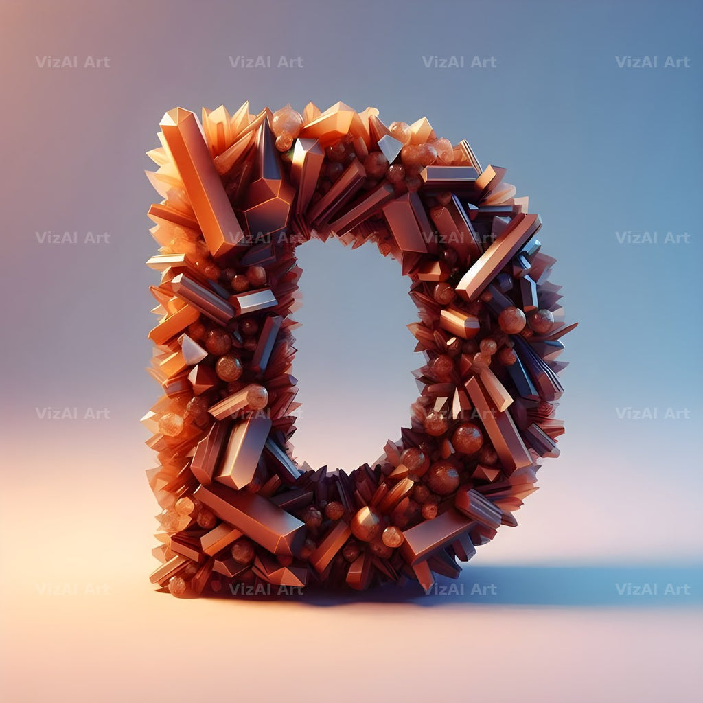 Amber Crystal Bead alphabet letter D