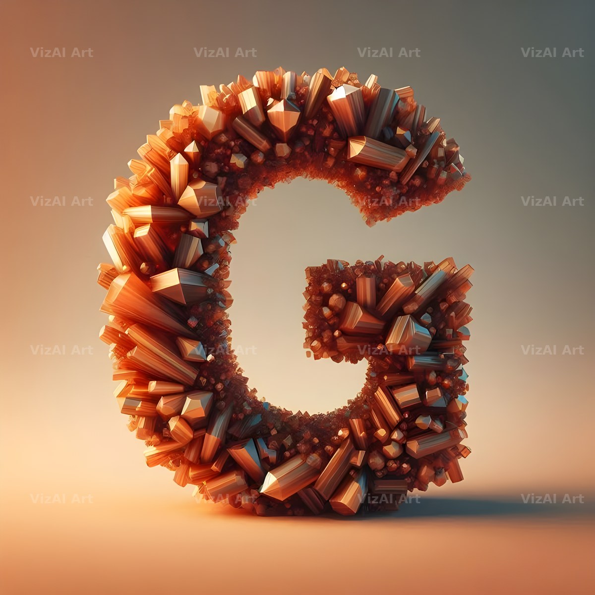 Amber Crystal Bead alphabet letter G