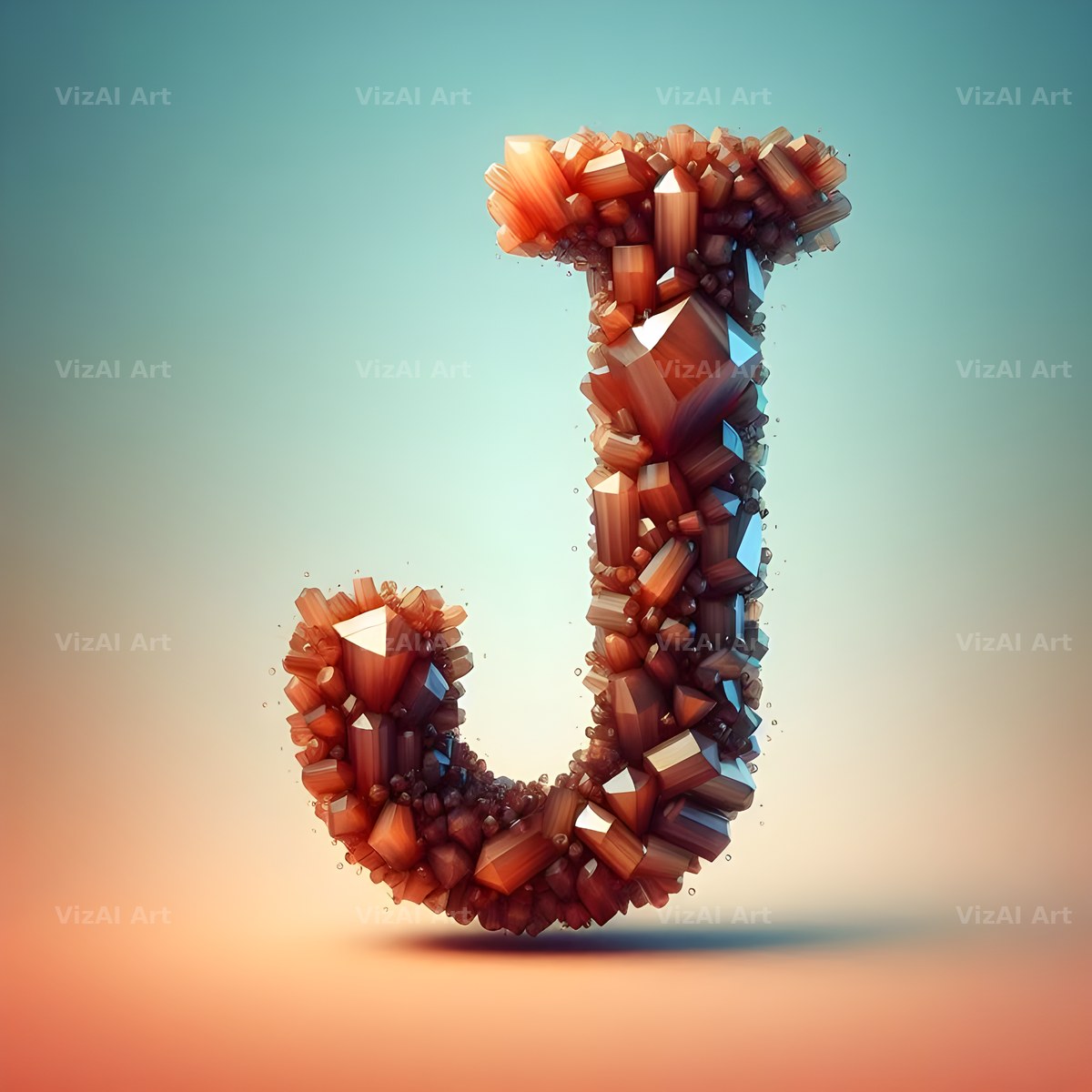 Amber Crystal Bead alphabet letter J