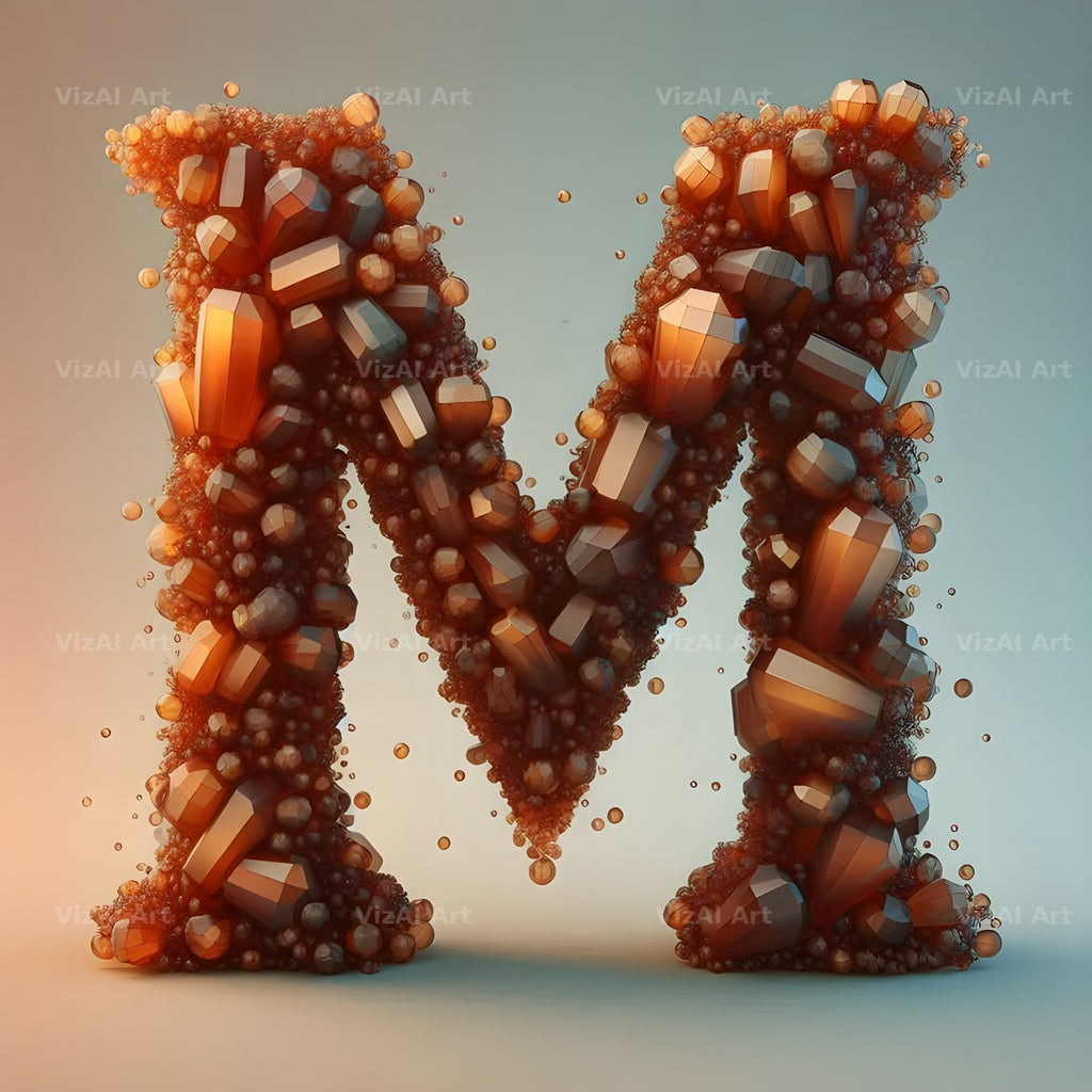 Amber Crystal Bead alphabet letter M