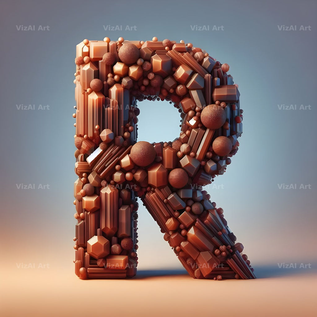 Amber Crystal Bead alphabet letter R