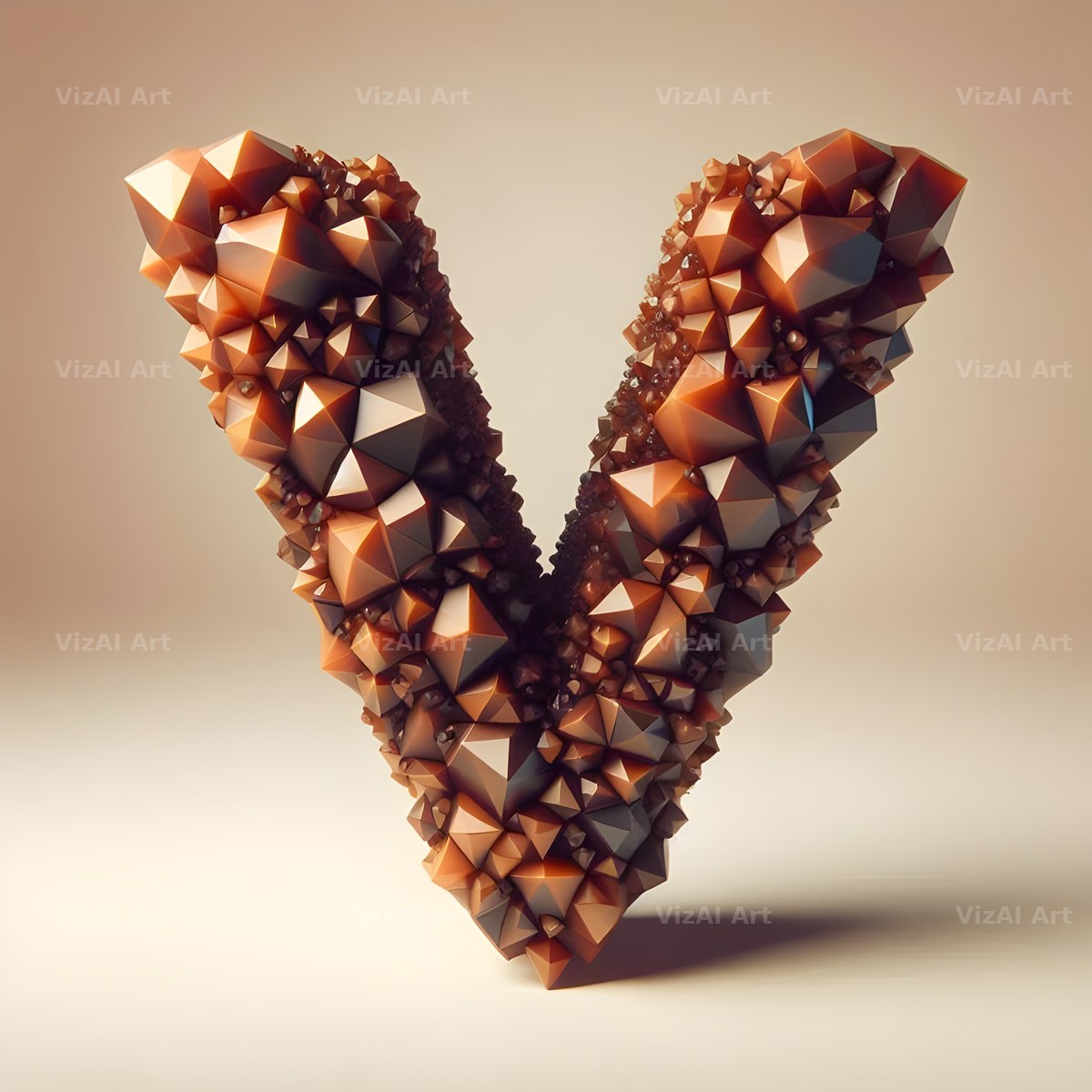 Amber Crystal Bead alphabet letter V