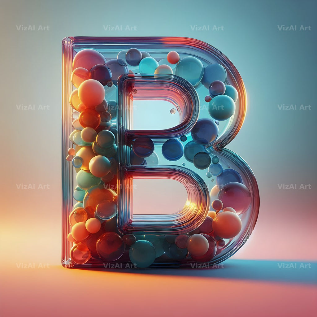 Rainbow Glass Bubble alphabet letter B