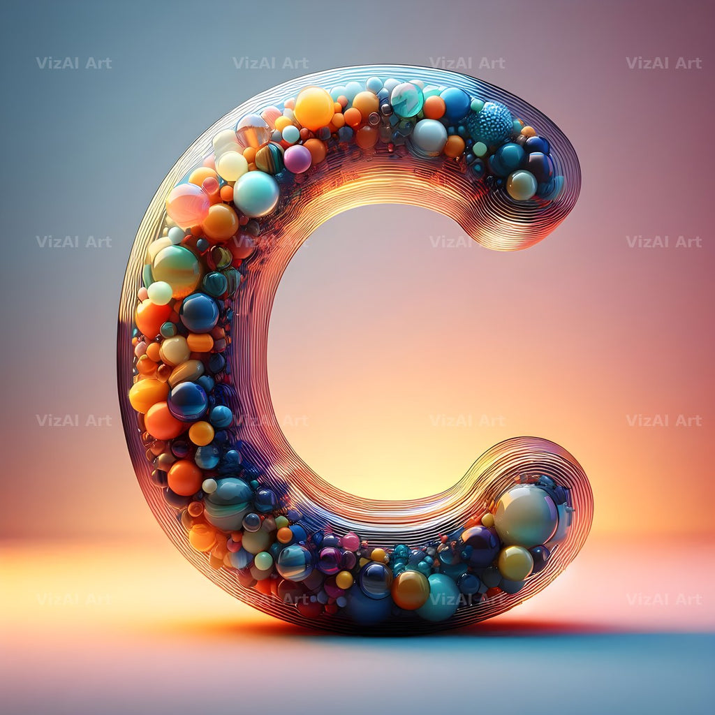 Rainbow Glass Bubble alphabet letter C