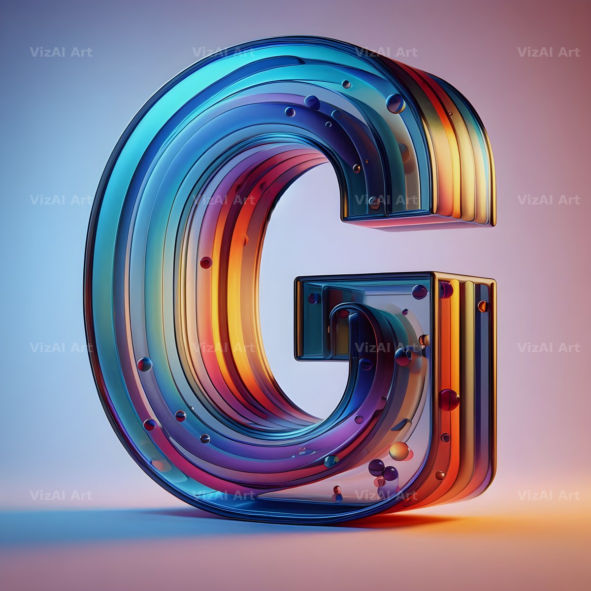 Rainbow Glass Bubble alphabet letter G