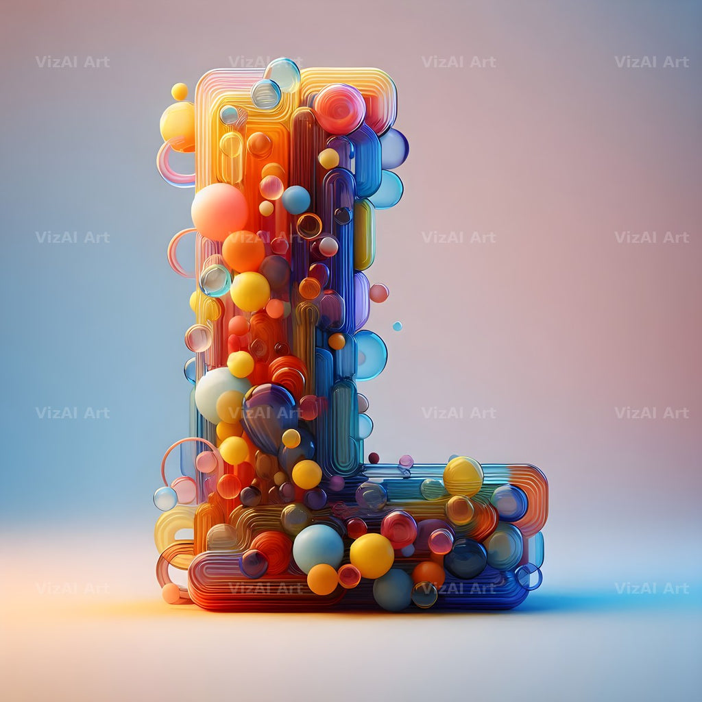 Rainbow Glass Bubble alphabet letter L