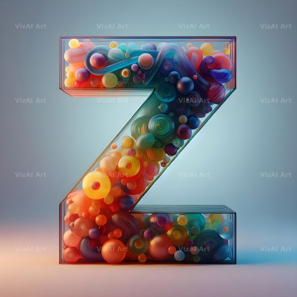Rainbow Glass Bubble alphabet letter Z