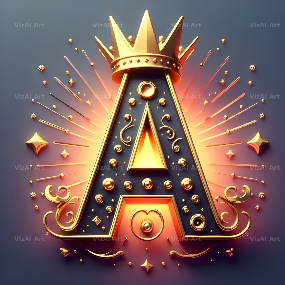 Royal Crown Gold alphabet letter A