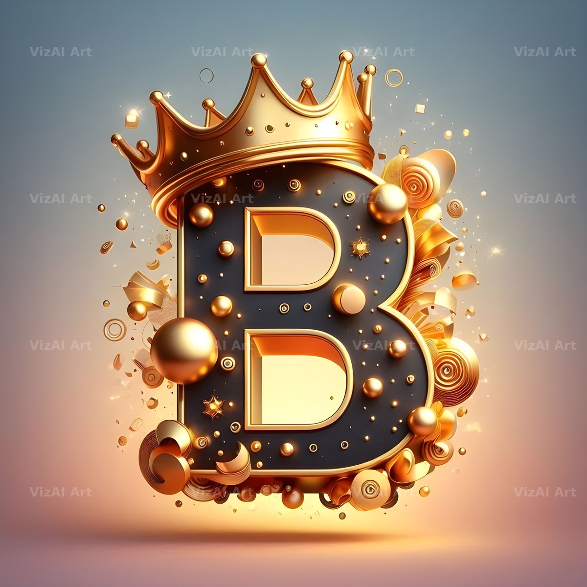 Royal Crown Gold alphabet letter B