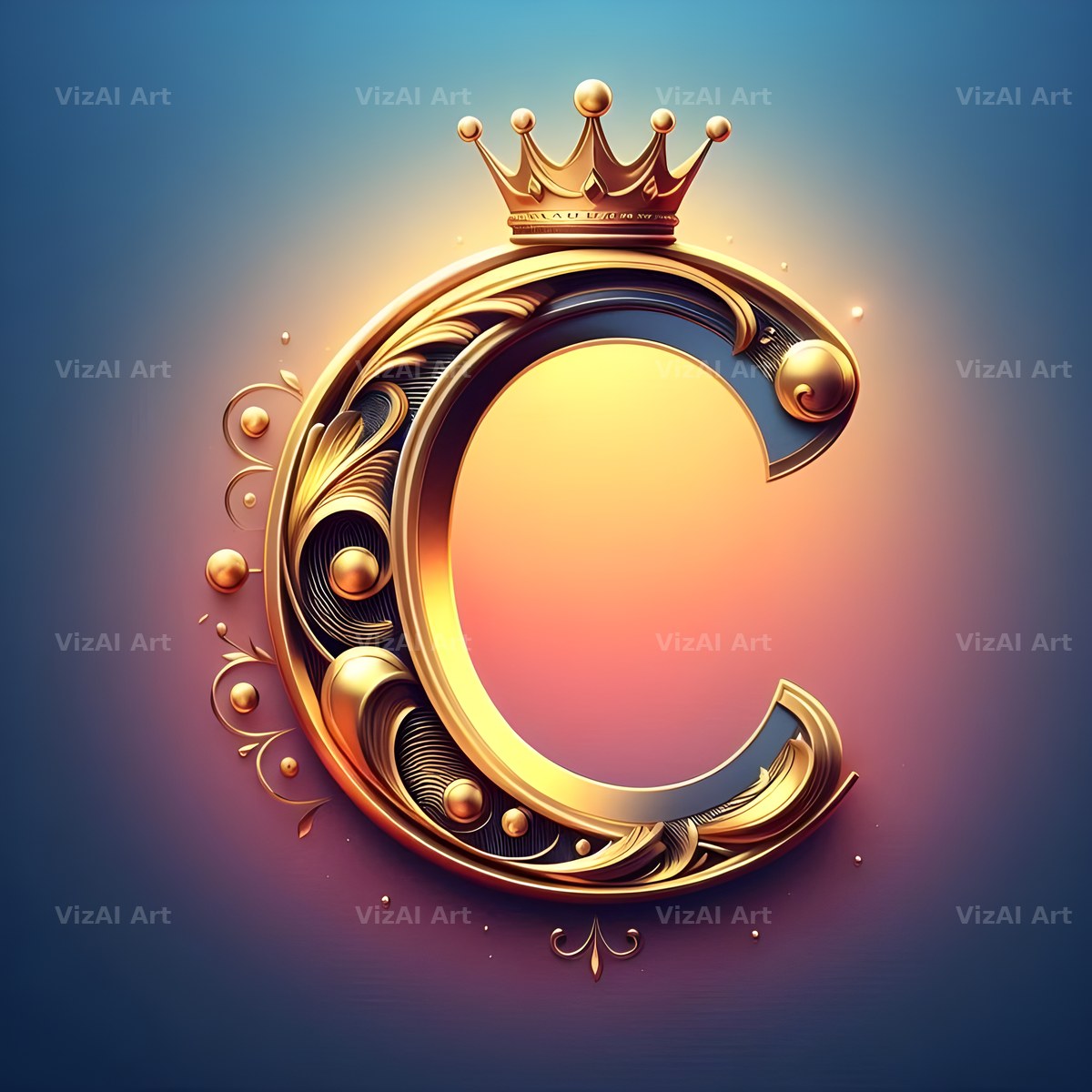 Royal Crown Gold alphabet letter C