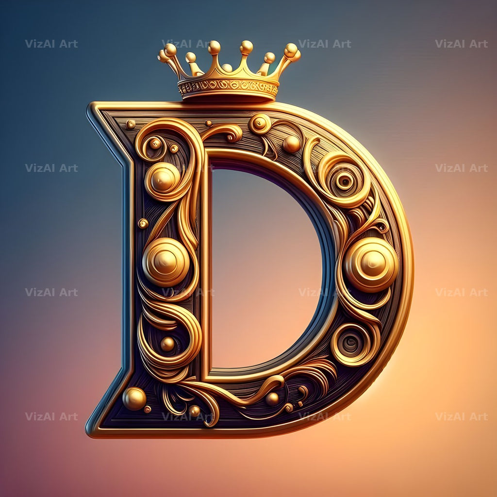 Royal Crown Gold alphabet letter D