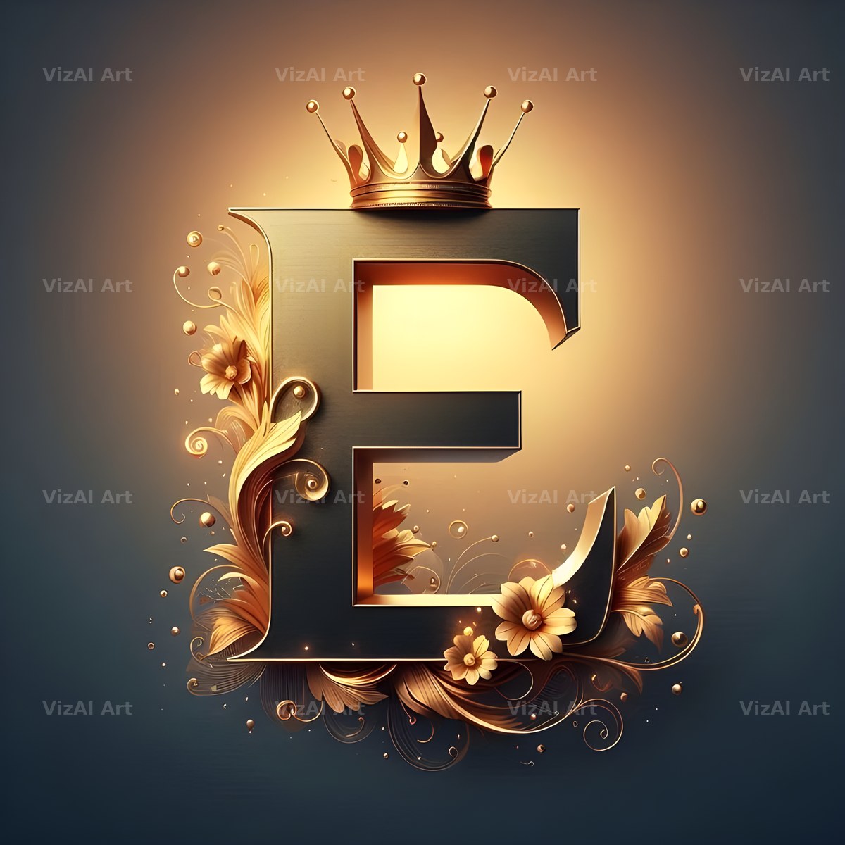 Royal Crown Gold alphabet letter E