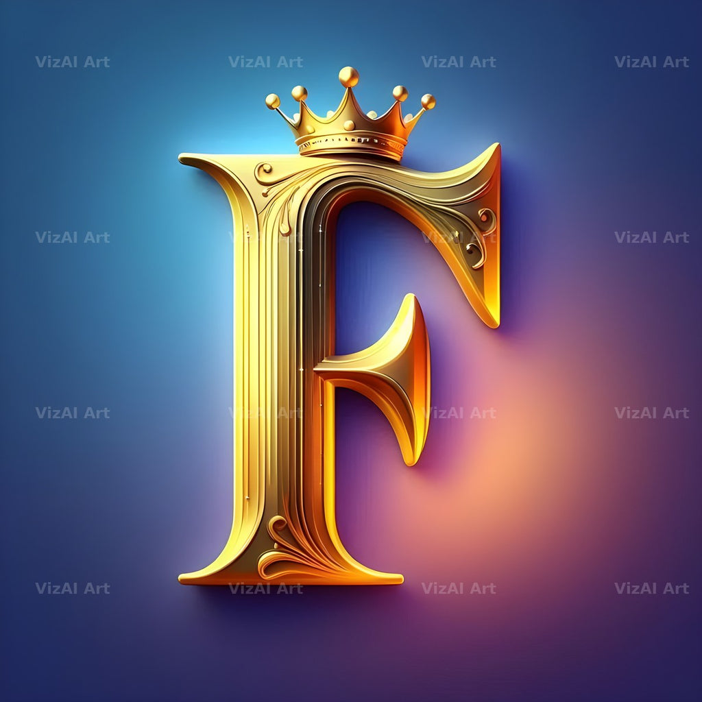 Royal Crown Gold alphabet letter F
