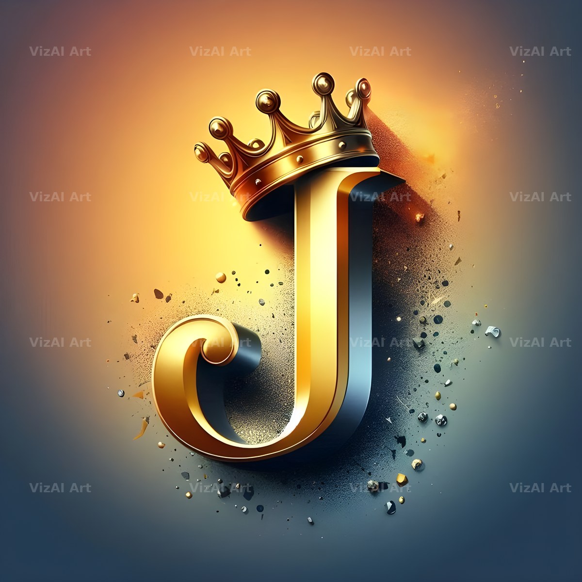 Royal Crown Gold alphabet letter J