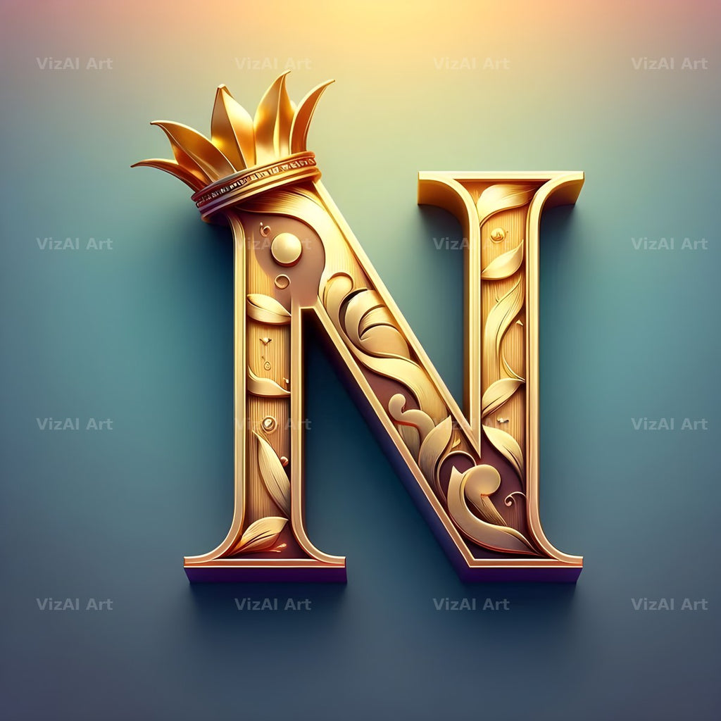 Royal Crown Gold alphabet letter N