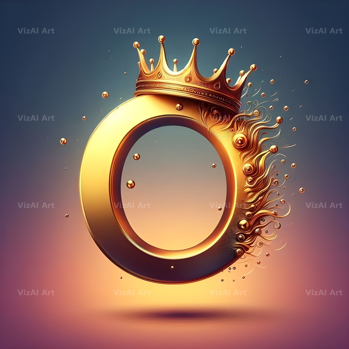 Royal Crown Gold alphabet letter O