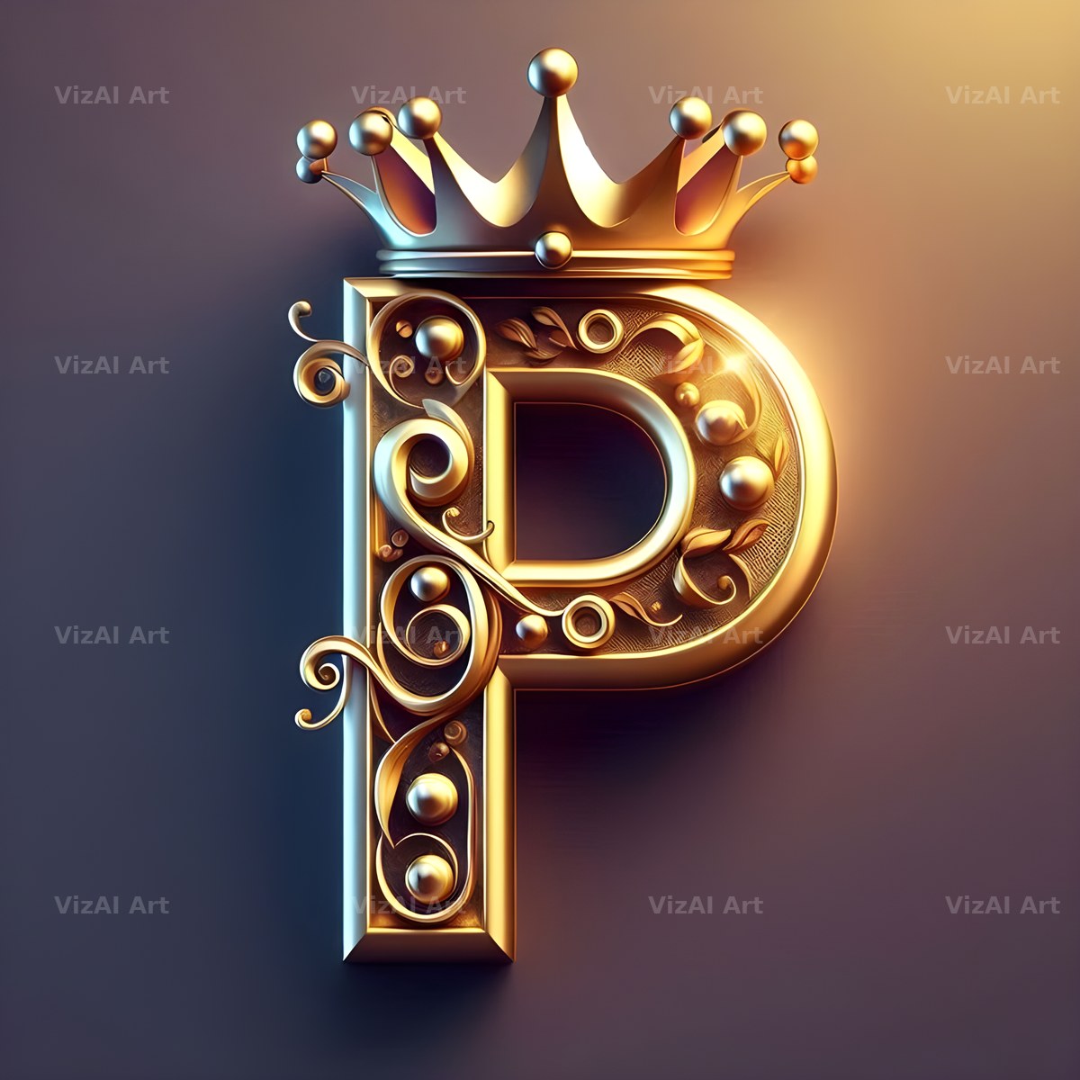 Royal Crown Gold alphabet letter P